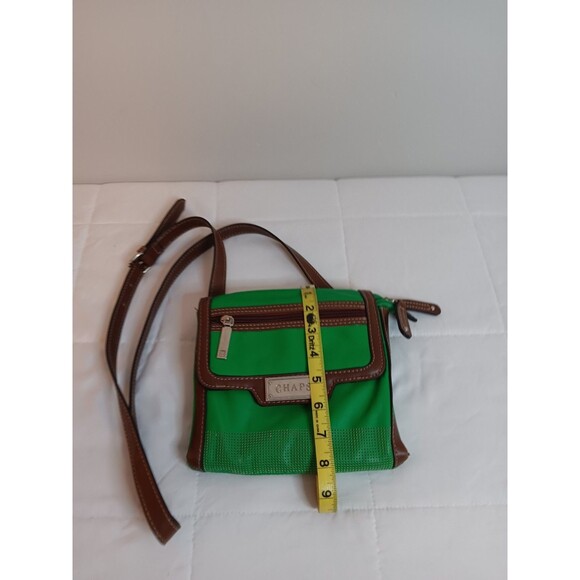 Chaps Vegan Leather Crossbody Bag Green / Brown - Picture 6 of 6